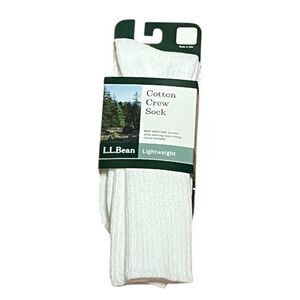 L.L. Bean Lightweight Cotton Crew Socks - White